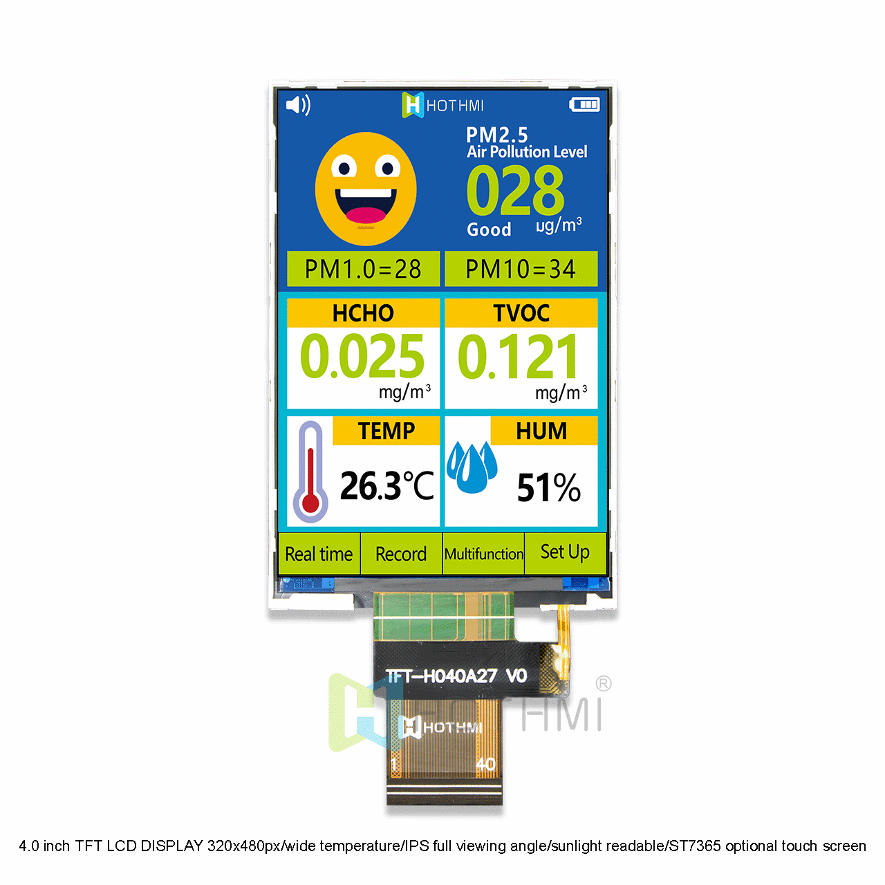 4.0英寸TFT LCD显示屏，带ST7365控制器