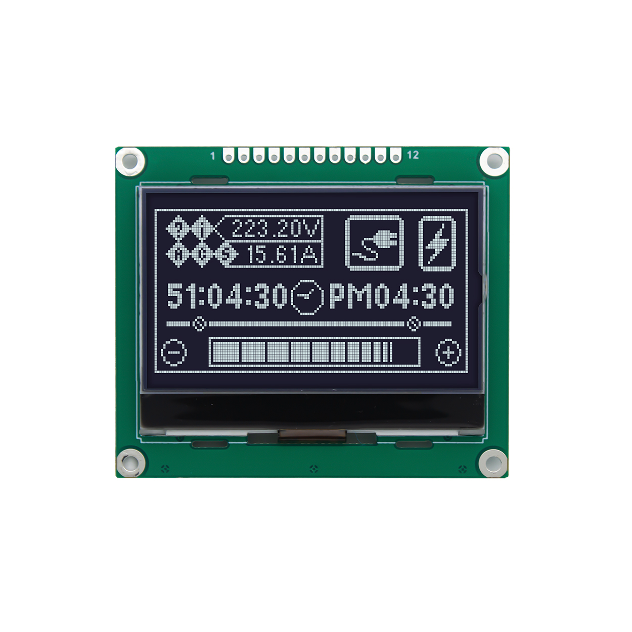 图形 LCD显示模组 | DFSTN-| 2.4寸132x64 黑底白字| ST7567 | SPI | Arduino | 3.3V