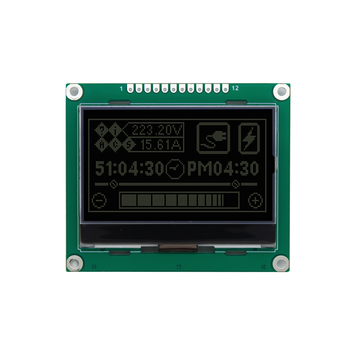 图形 LCD显示模组 | DFSTN-| 2.4寸132x64 黑底白字| ST7567 | SPI | Arduino | 3.3V