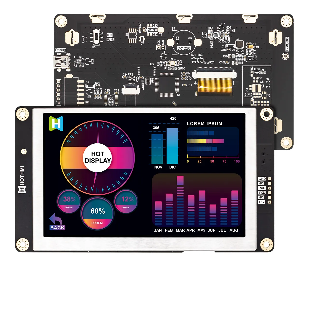 5 智能 TFT LCD 显示模块 | 800x480 分辨率，适用于工业