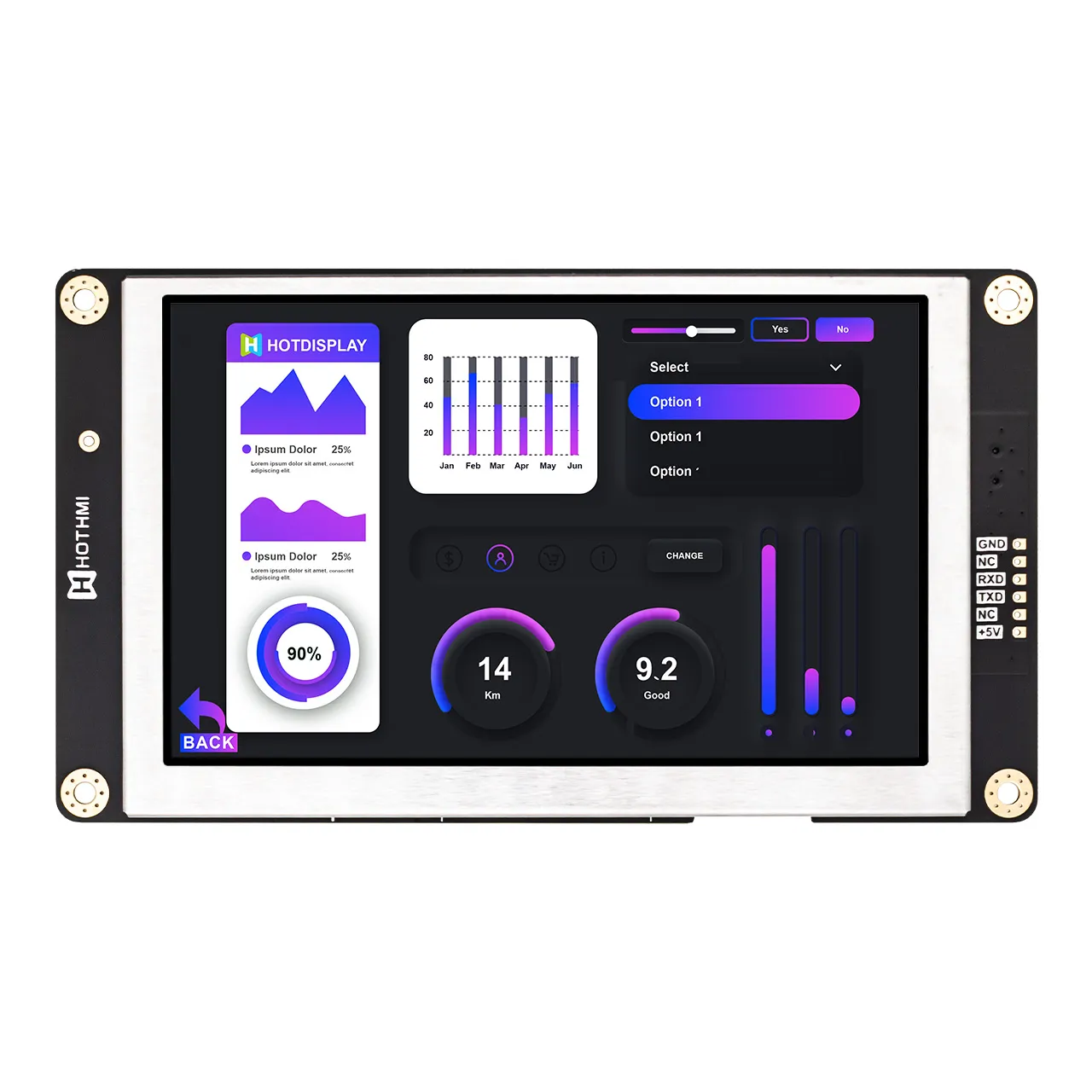 5 智能 TFT LCD 显示模块 | 800x480 分辨率，适用于工业