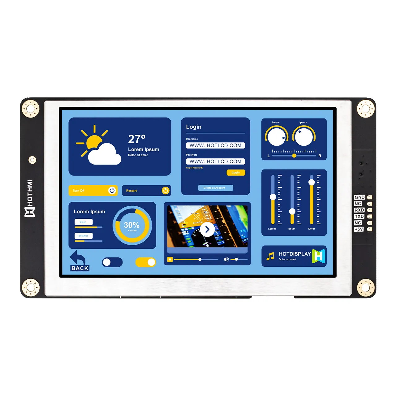 5 智能 TFT LCD 显示模块 | 800x480 分辨率，适用于工业