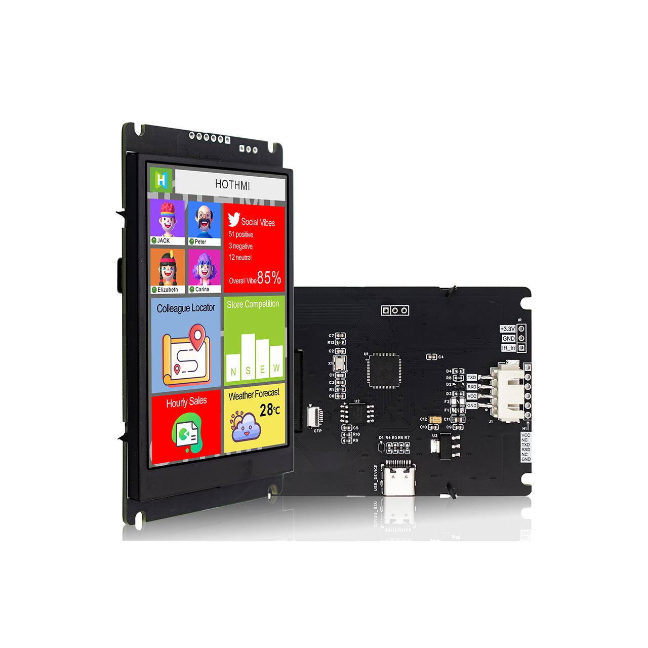 3.5寸TFT智能显示模组-320x480 EZUI串口屏