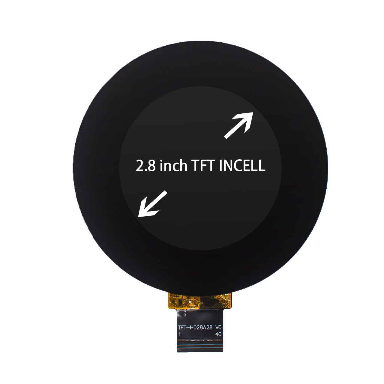 2.8寸TFT液晶显示屏incell电容触摸540x540像素工业显示器RGB宽温