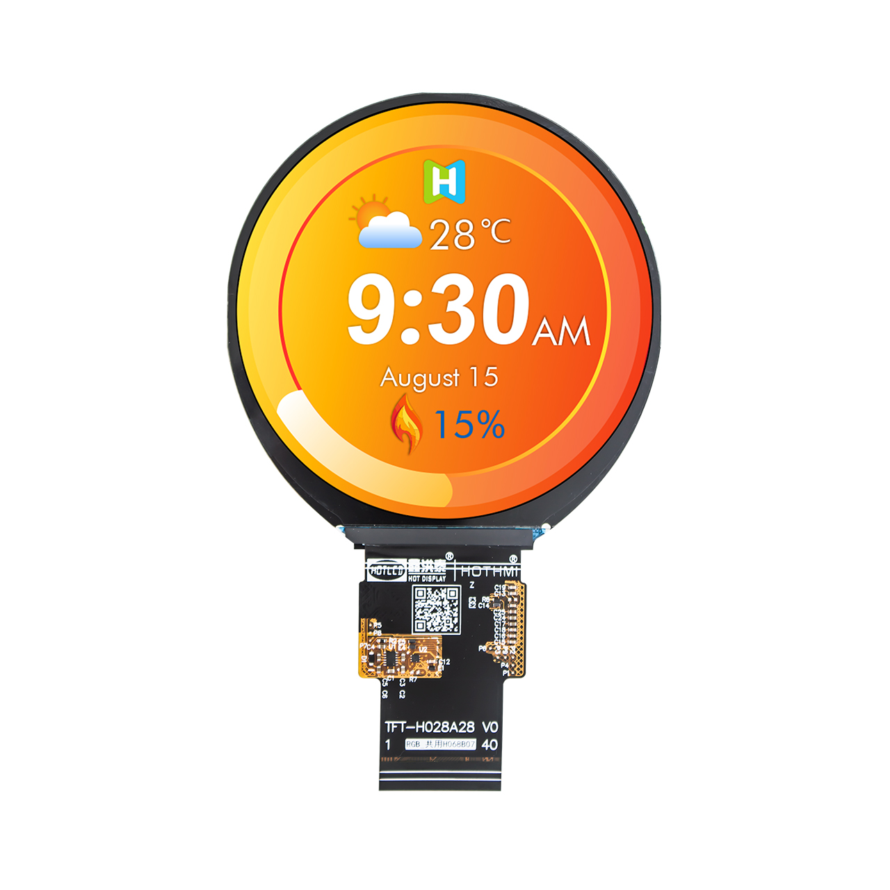 2.8寸RGB IPS圆形TFT高清屏incell540x540点阵AXS15260D