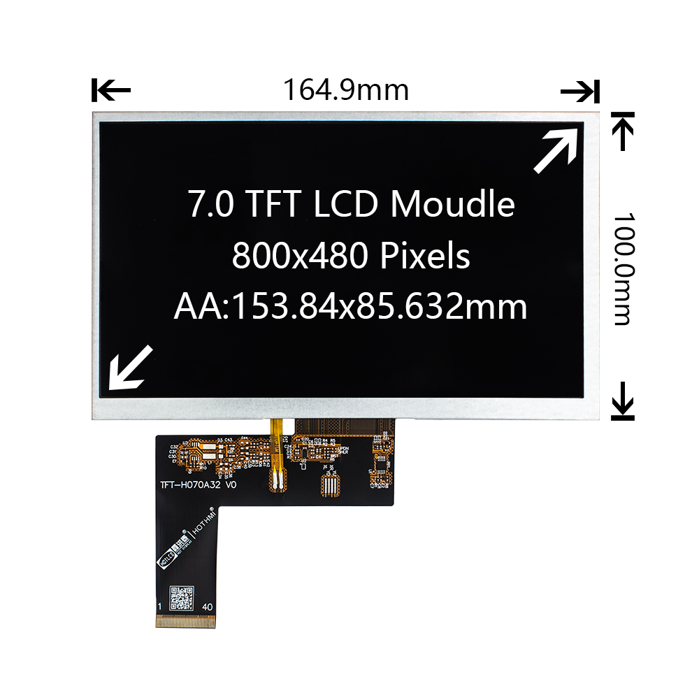 7寸800x480宽温IPS视角TFT显示屏工业级RGB 40pin