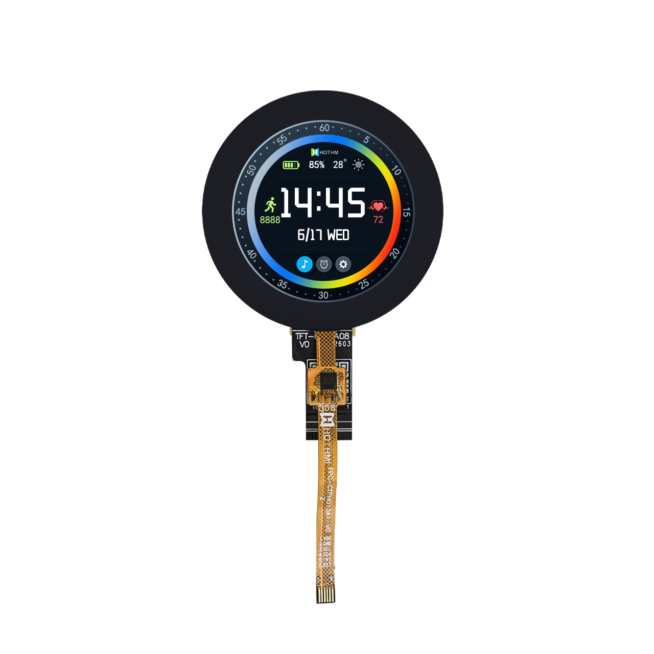 1.3寸圆形TFT电容式触摸屏360x360 MIPI 接口ST77916芯片
