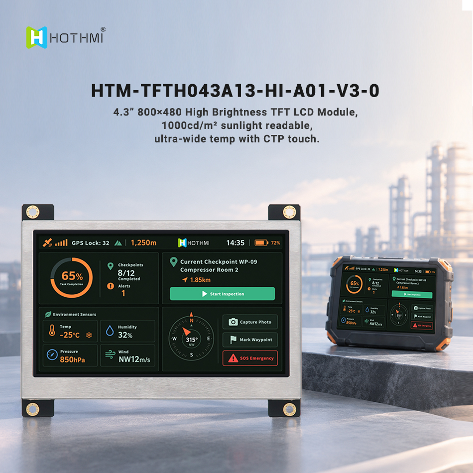 4.3寸高亮度HI TFT 显示屏模组800x480分辨率