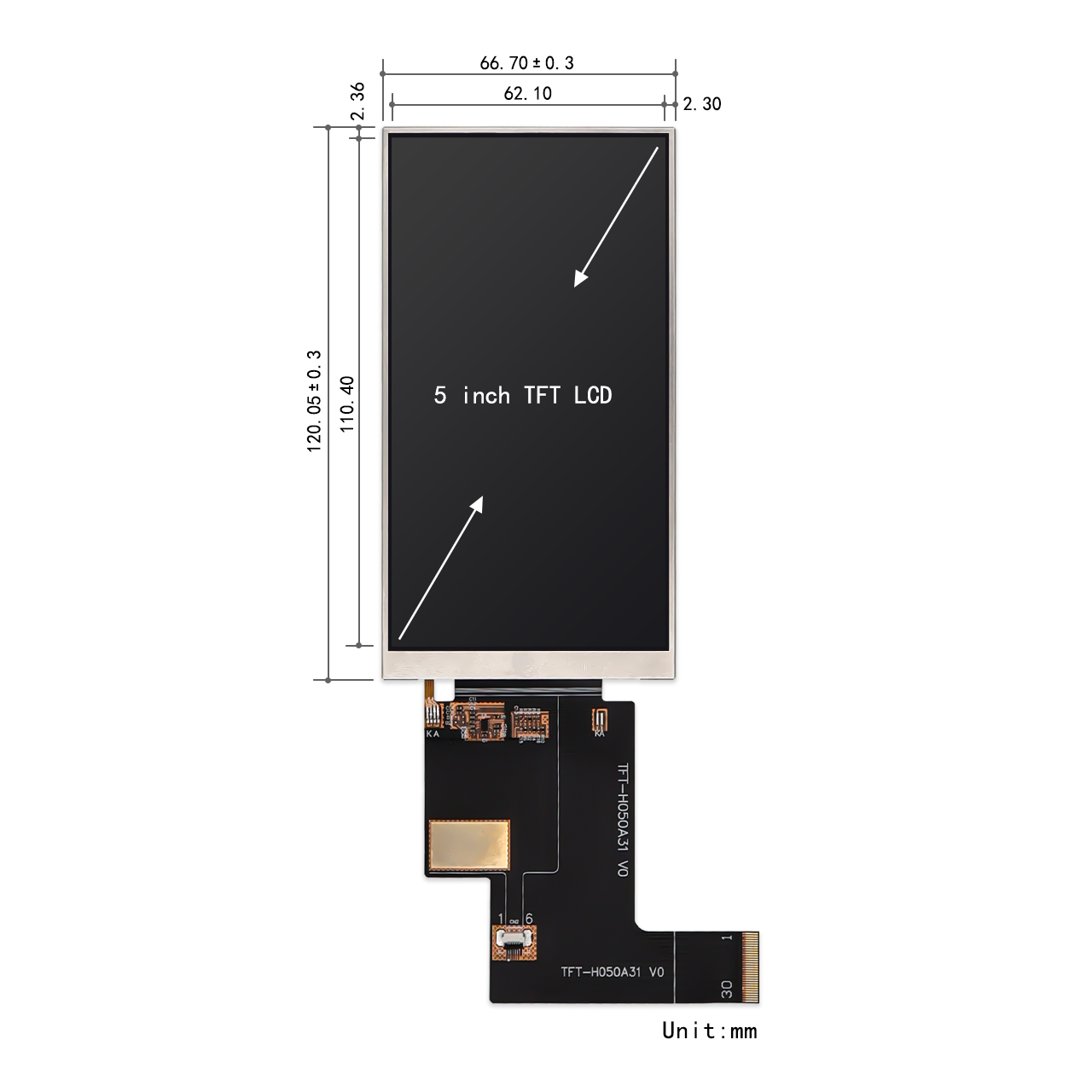 5.0寸工业TFT LCD 液晶显示屏720x1280 MIPI DSI 接口