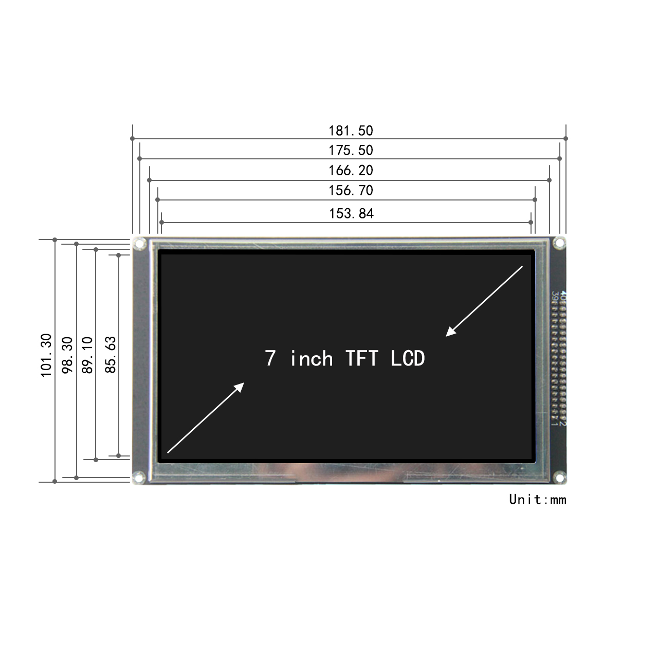 7寸电阻式触摸显示模块 800x480 MCU TFT LCD
