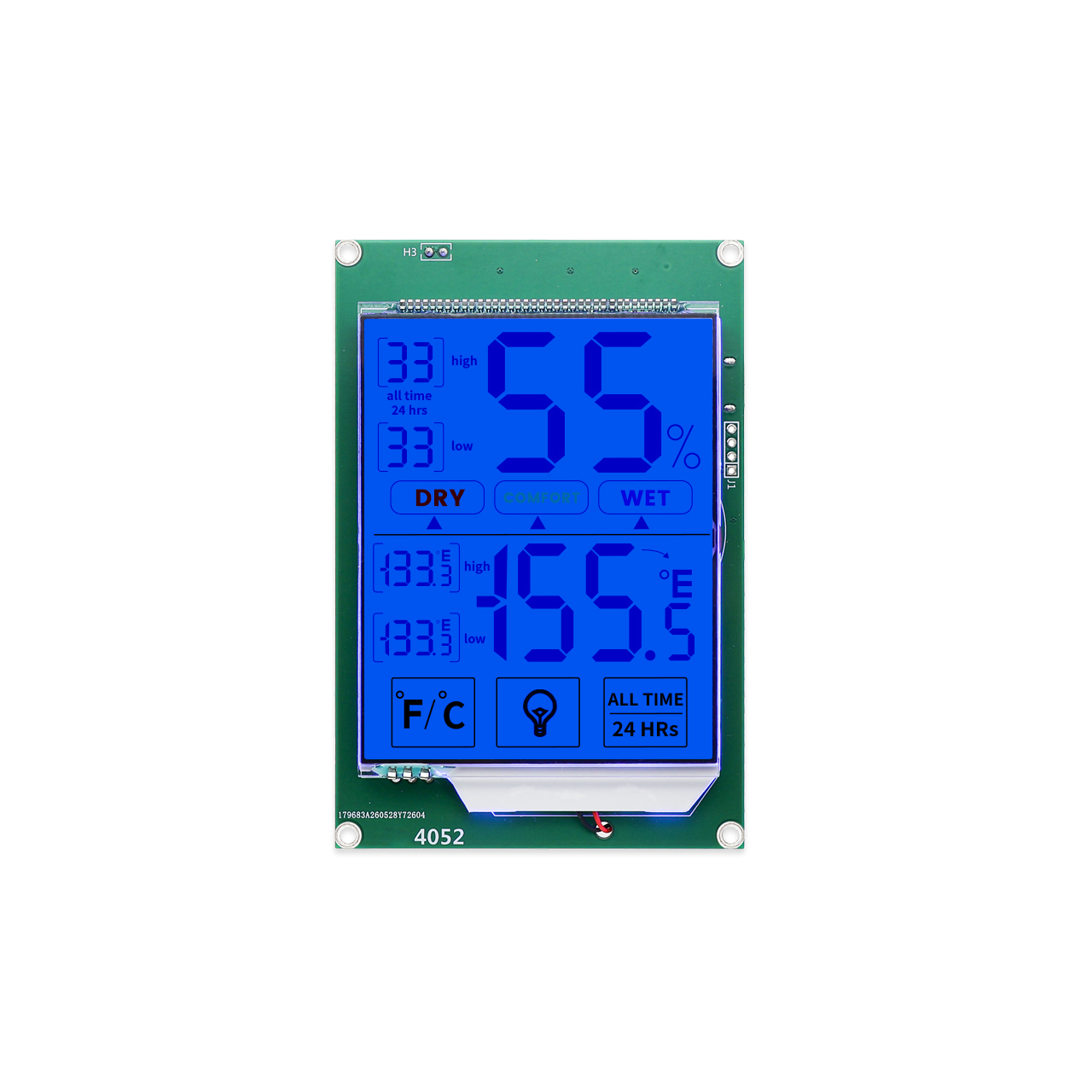 带背光的 HTN 半透半反段式 LCD 显示屏