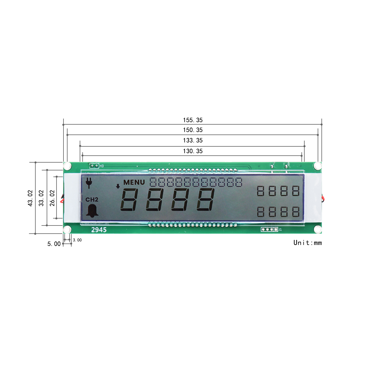 仪表低功耗 FSTN 段式 LCD 显示屏