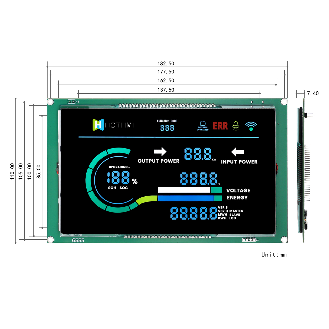 工业控制用定制 VA LCD 显示屏