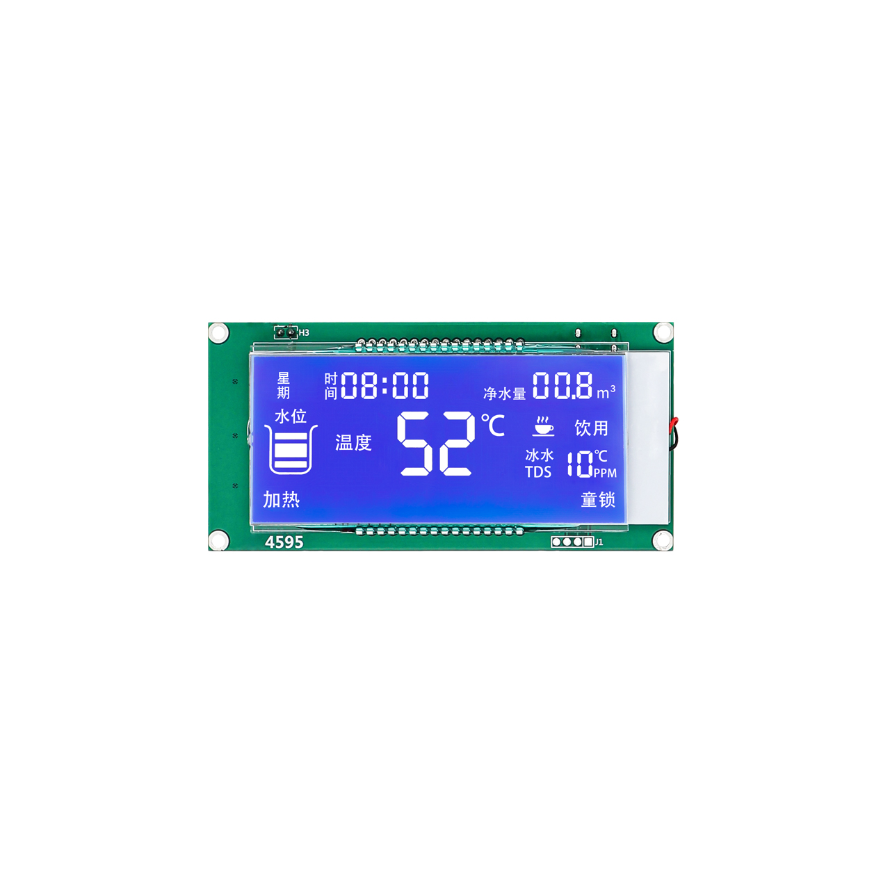 STN 蓝底负显LCD 显示屏饮水机显示屏